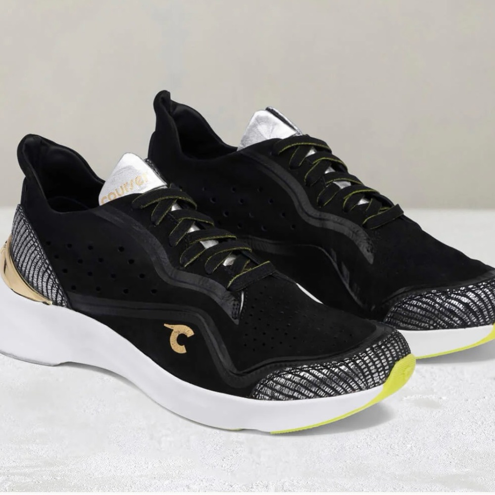 COURSER Italian Uno Black Nubuck Leather Walking Running Womens Sneaker